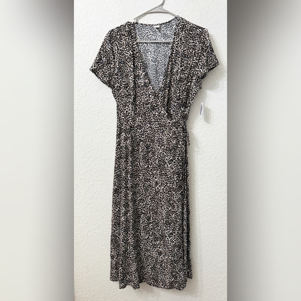 Old Navy NEW Animal Print Wrap MIDI Dress Size M